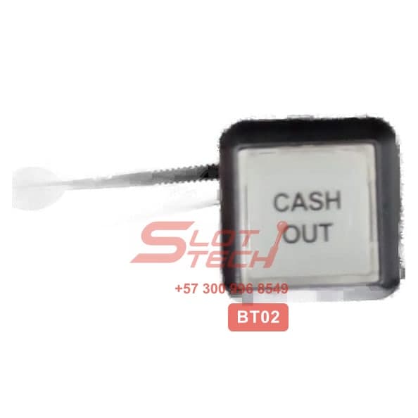 Botón cuadrado rotulado CASH OUT, con su cableado