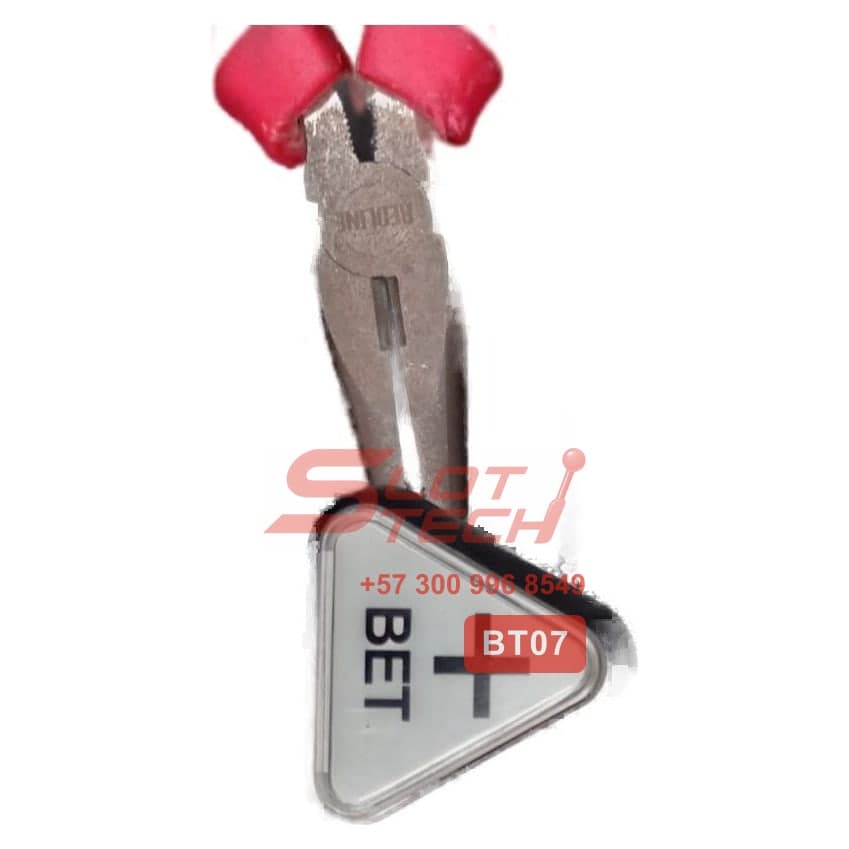 Botón triangular rotulado BET con el signo más, y su cableado