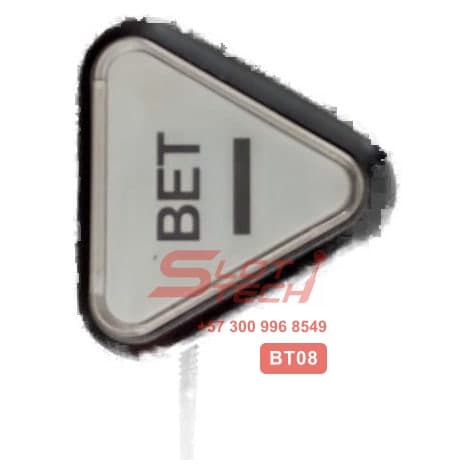 Botón triangular rotulado BET con el signo menos, y su cableado
